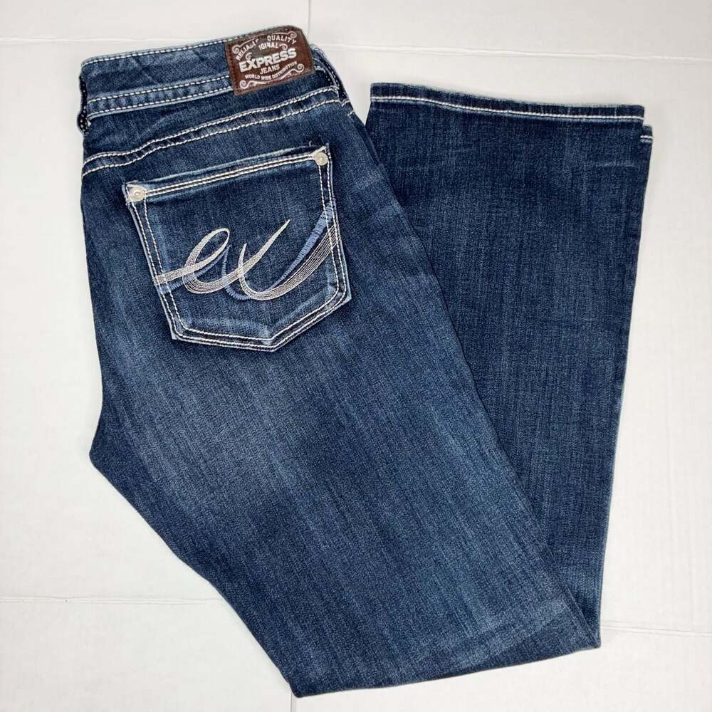Express Barely Boot Low Rise Dark Wash Denim Women Jeans Size 12